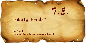 Tuboly Ernő névjegykártya
